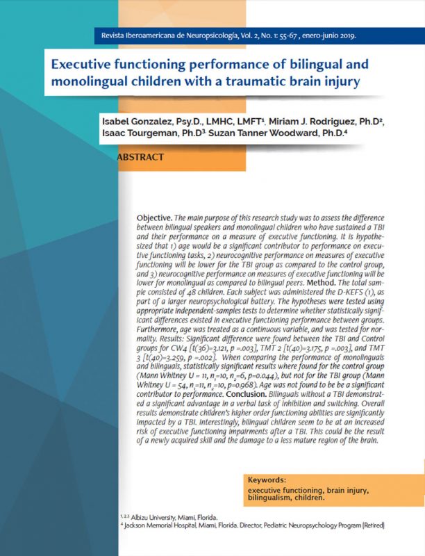 Executive functioning performance of bilingual and monolingual children ...